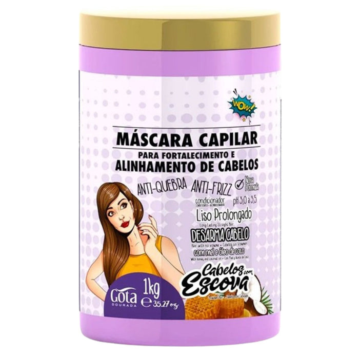 Gota Dourada Máscara Fortalecimento Cabelos c/ Escova 1kg