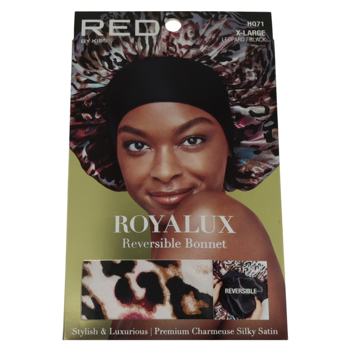 Red Kiss Royallux Reversible Bonnet X-Large Leopard Black