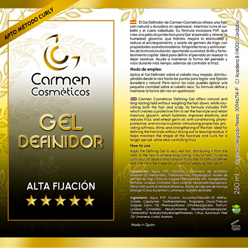 Carmen Cosméticos Gel Definidor Alta Fijación 250ml - Curly Stop